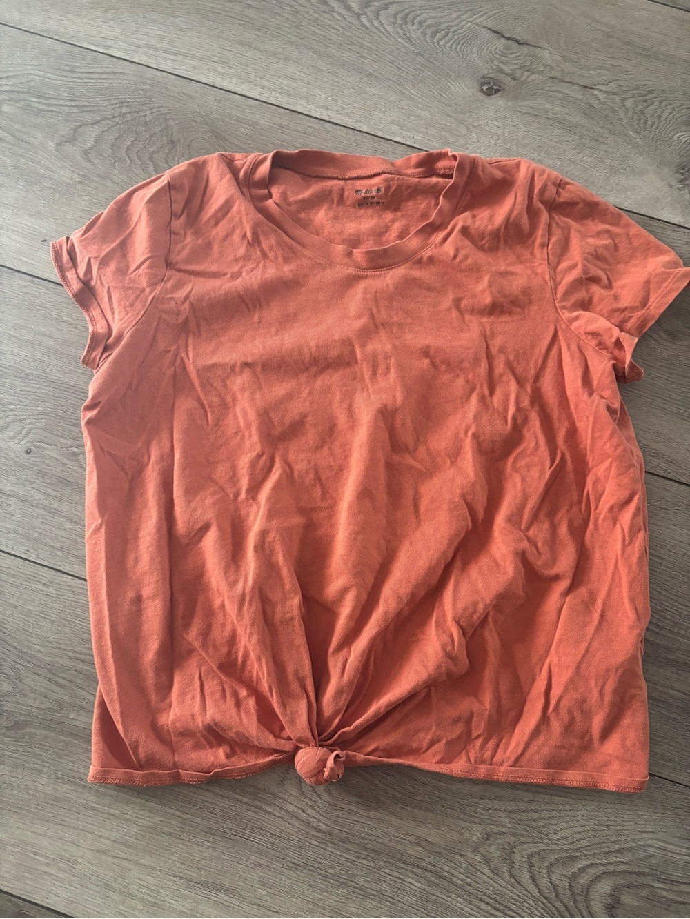 Madewell Short-Sleeve Knot-Front Tee in Coral